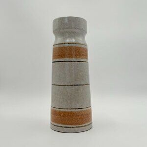 Vintage Pottery Craft Vase With Orange & Brown Stripes